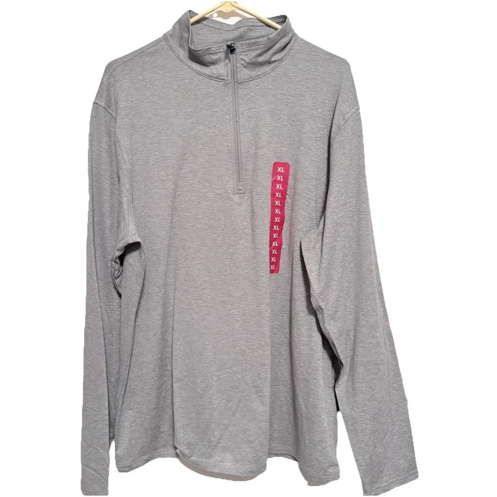 Members Mark Gray Knit Quarter Zip Long Sleeve Active Pullover Mens XL